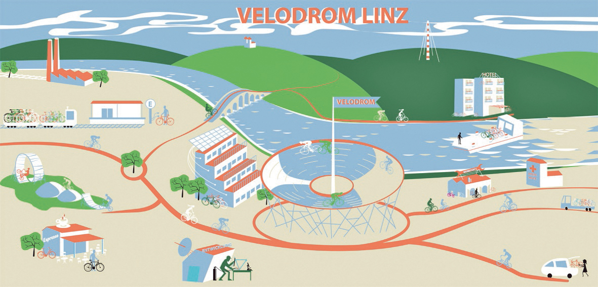 Velodrom-Linz-2015 Horrorszenario Velodrom Linz. Illustration sombrero.at