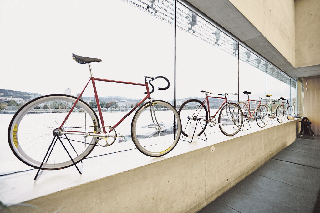 Foto_1_BHL_2016 Klassische Rahmengeometrien in der Bahnrad-Sammlung von Sigi Rechberger/Graz beim Bicycle Happening Linz 2016. Foto Sandro E. E. Zanzinger