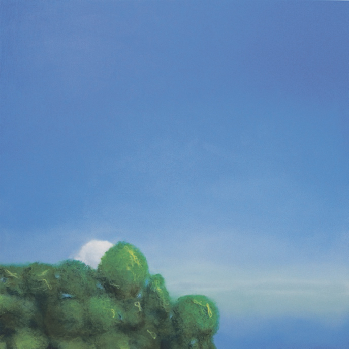 n4 »la petite blanche avec vert, seulement dans bleu« (»die kleine Weiße mit Grün, alleine im Blau«)