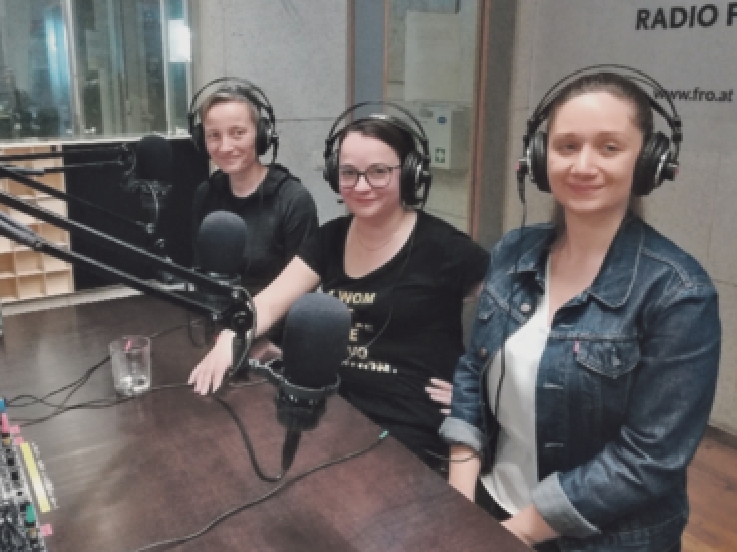 Im Studio: Gabriele, Kepplinger, Julia Pühringer und Jelena Pantic-Panic. Foto Daniela Banglmayr