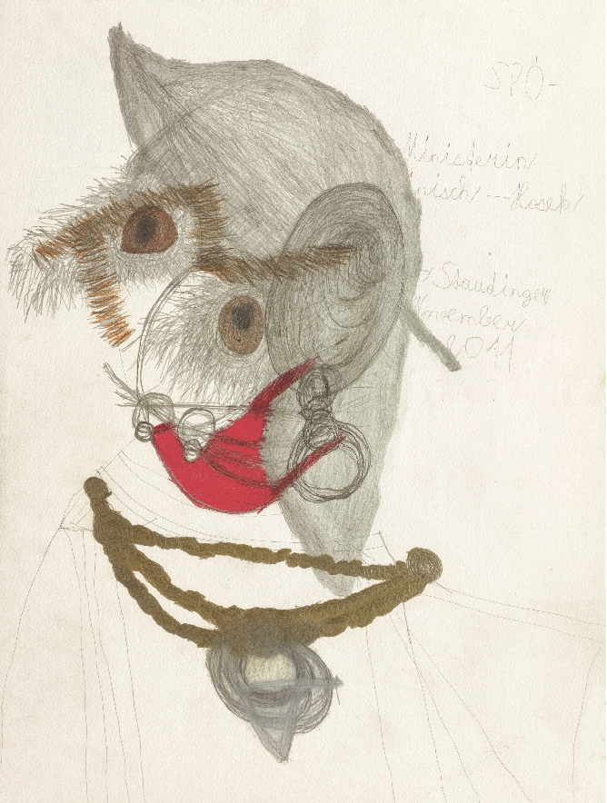 Heinisch Hosek 2011 fertig Erika Staudinger, Heinisch Hosek, 2011, 42,5x56 cm, Bleistift und Farbstifte auf Papier
