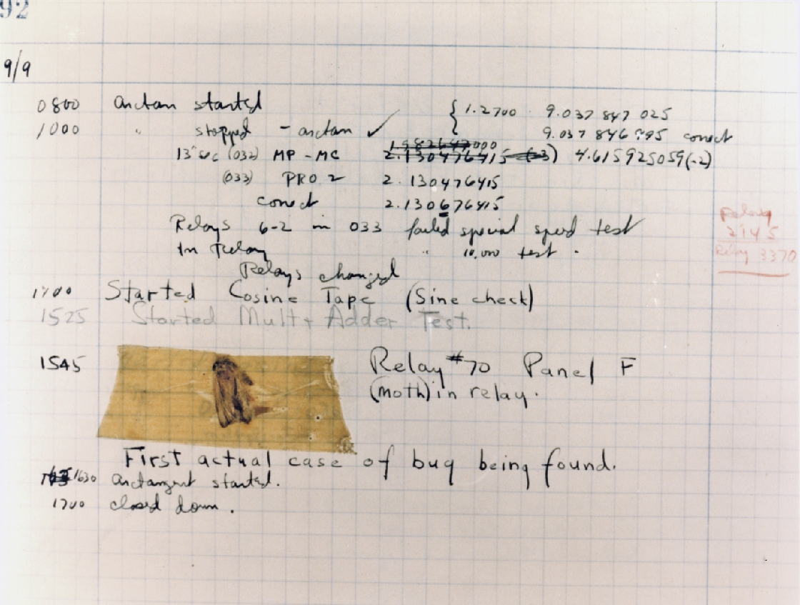 First_Computer_Bug_1945 First Computer Bug. Bild Wikimedia Commons*