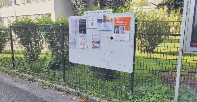 1_Bindermichl_plakatierfl Hier die Fläche beim Volkshaus Bindermichl. Foto Die Referentin